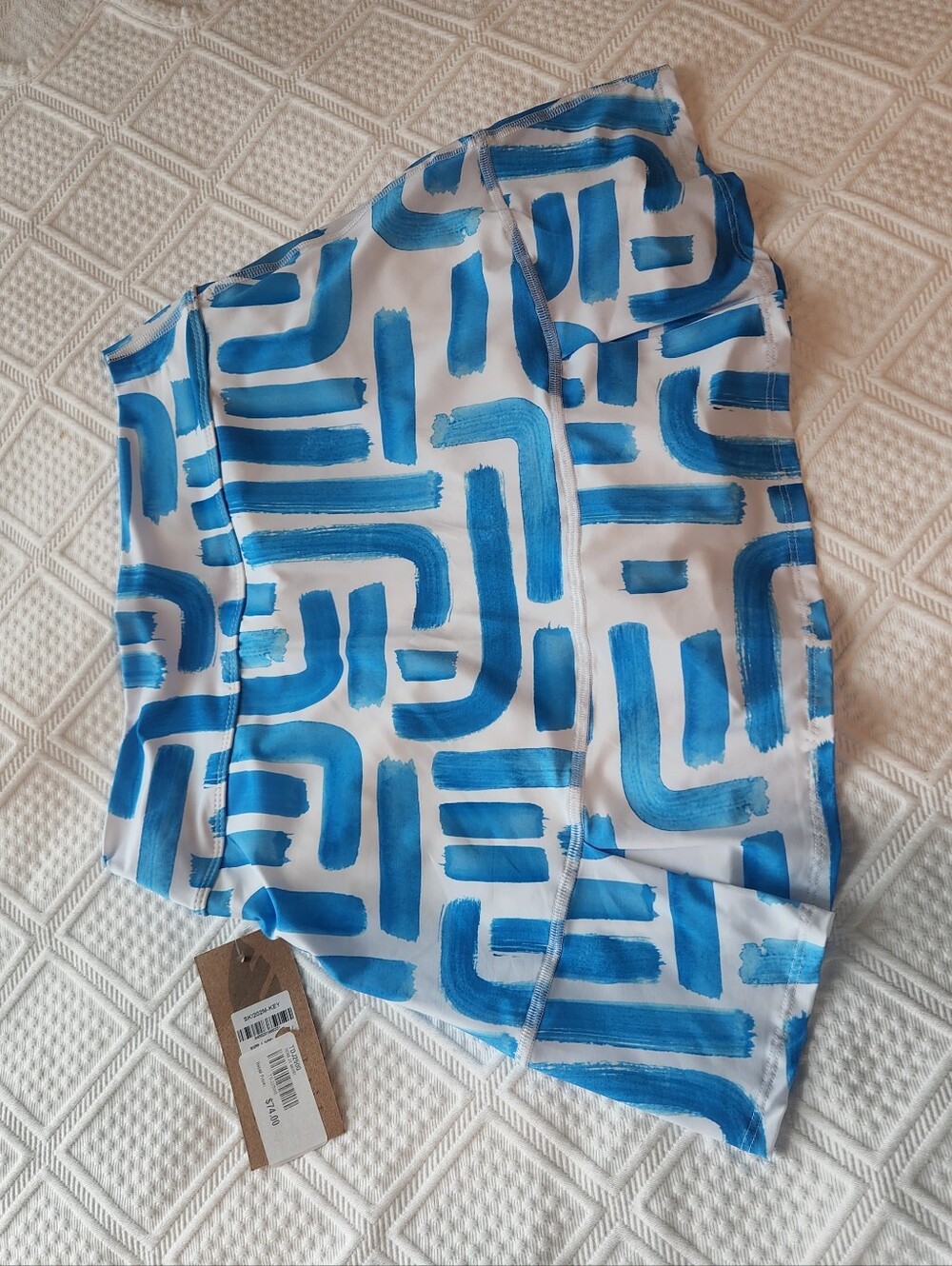 Blue Brushstroke Print Mini Skirt - Women's Active Skirt - Picture 4 of 7